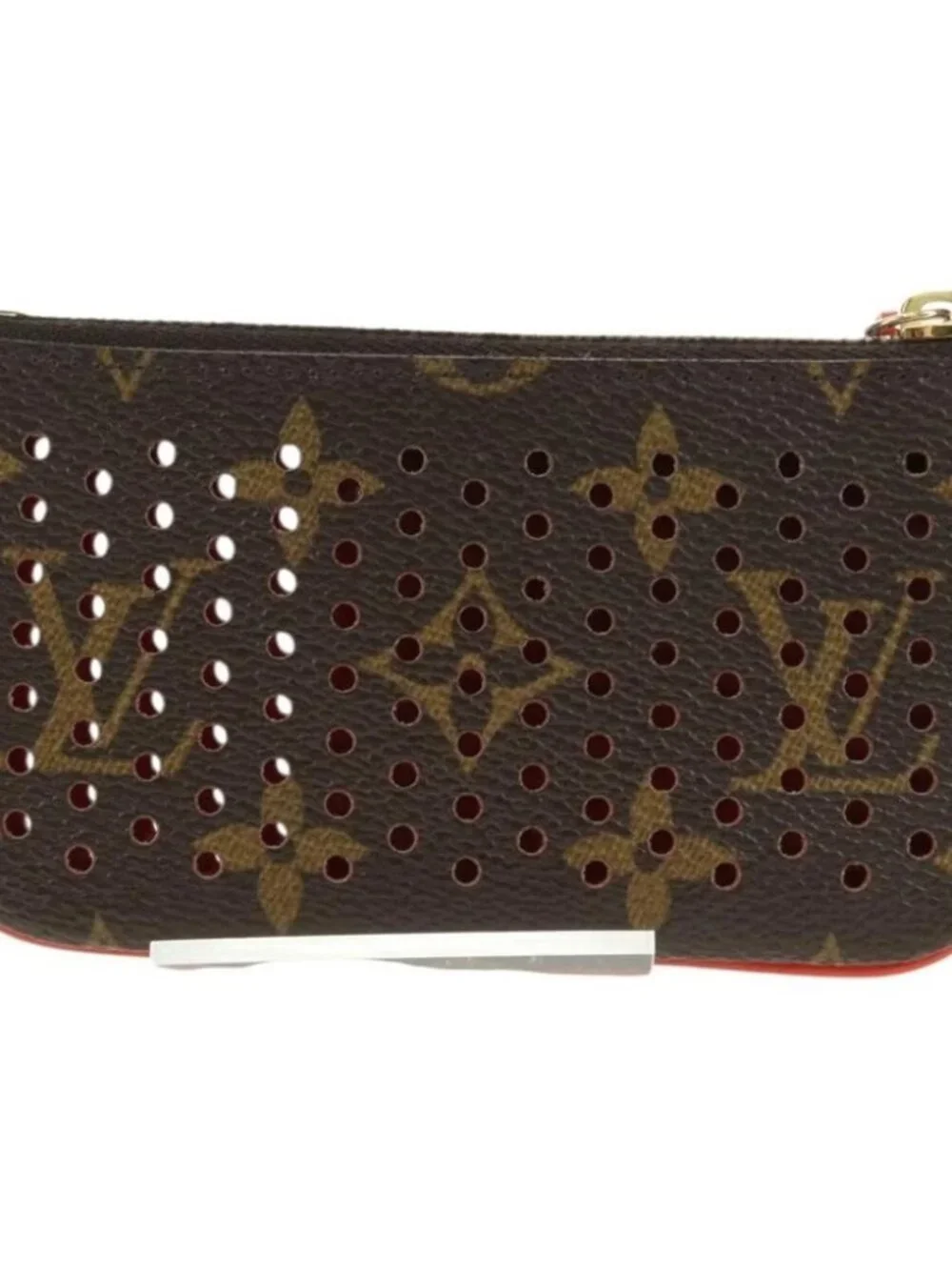 LOUIS VUITTON Monogram Perfo Pochette Cles Coin Purse Orange M95222 Auth 180394M